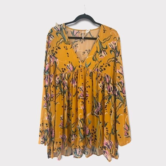 Free People Yellow Floral Mini Dress - Picture 8 of 9